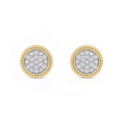 Lab Created 1/4 Cttw Lab-Grown Diamond Round Rope-Framed Cluster Stud Earrings Sterling Silver and 14K Yellow Gold Plated Sterling Silver by Belk & Co