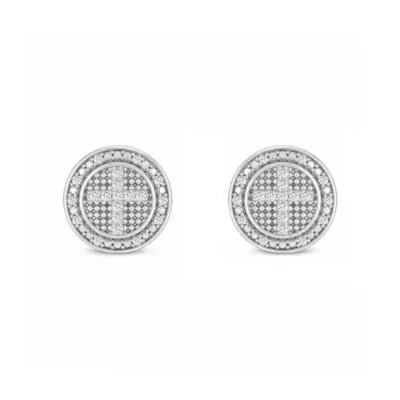 Lab Created 1/5 Cttw Lab-Grown Diamond Round Halo Cluster Stud Earrings Sterling Silver and 14K Yellow Gold Plated Sterling Silver by Belk & Co