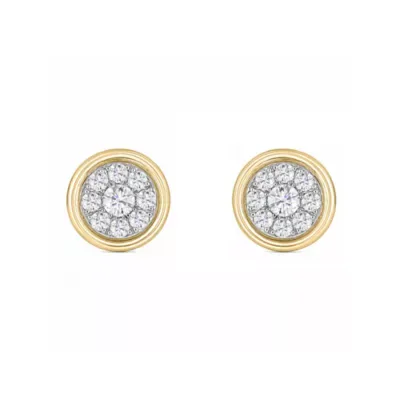 Lab Created 1/3 Cttw Lab-Grown Diamond Round Cluster Stud Earrings Sterling Silver and 14K Yellow Gold Plated Sterling Silver by Belk & Co