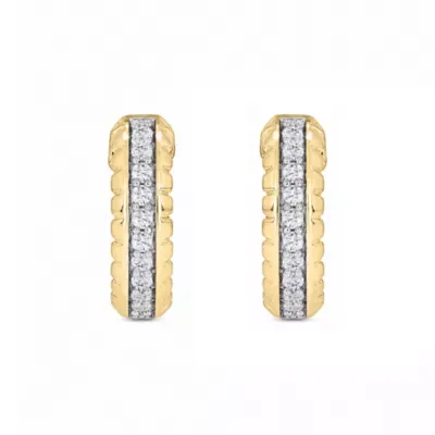 Lab Created 1/5 Cttw Lab-Grown Diamond Channel-Set Huggie Hoop Earrings Sterling Silver and 14K Yellow Gold Plated Sterling Silver by Belk & Co