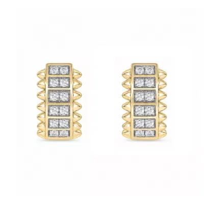 Lab Created 1/4 Cttw Lab-Grown Diamond Ribbed Pav Huggie Hoop Earrings Sterling Silver and 14K Yellow Gold Plated Sterling Silver by Belk & Co