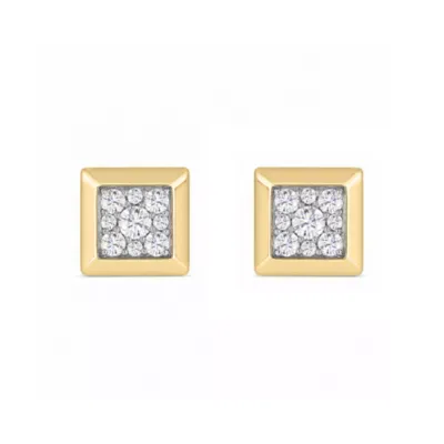 Lab Created 1/2 Cttw Lab-Grown Diamond Square-Bezel Stud Earrings Sterling Silver and 14K Yellow Gold Plated Sterling Silver