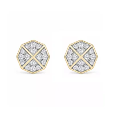 Lab Created 1/2 Cttw Lab-Grown Diamond Octagon Quadrant-Design Stud Earrings Sterling Silver and 14K Yellow Gold Plated Sterling Silver by Belk & Co