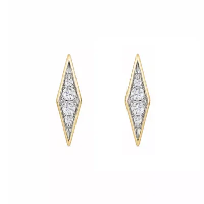 Lab Created 1/10 Cttw Lab-Grown Diamond Elongated Kite-Shaped Pav Stud Earrings Sterling Silver and 14K Yellow Gold Plated Sterling Silver by Belk & Co