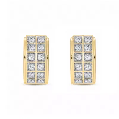 Lab Created 1/4 Cttw Lab-Grown Diamond Wide Pav Huggie Hoop Earrings Sterling Silver and 14K Yellow Gold Plated Sterling Silver by Belk & Co