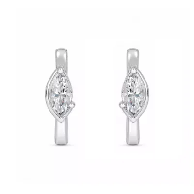 Lab Created 1/2 Cttw Lab-Grown Diamond Marquise-Accent Huggie Hoop Earrings Sterling Silver and 14K Yellow Gold Plated Sterling Silver by Belk & Co