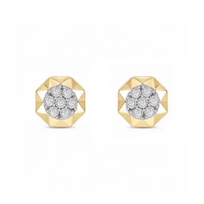 Lab Created 1/10 Cttw Lab-Grown Diamond Faceted Octagon Cluster Stud Earrings Sterling Silver and 14K Yellow Gold Plated Sterling Silver by Belk & Co