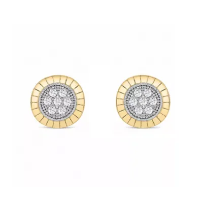Lab Created 1/10 Cttw Lab-Grown Diamond Round Fluted Cluster Stud Earrings Sterling Silver and 14K Yellow Gold Plated Sterling Silver by Belk & Co