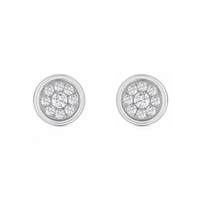 Lab Created 1/3 Cttw Lab-Grown Diamond Round Cluster Stud Earrings Sterling Silver and 14K Yellow Gold Plated Sterling Silver