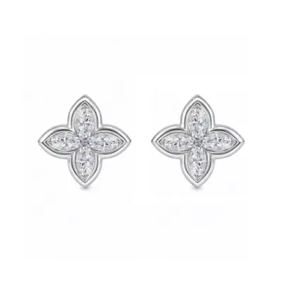 Lab Created 7/8 Cttw Lab-Grown Diamond Four-Petal Clover Stud Earrings Sterling Silver and 14K Yellow Gold Plated Sterling Silver by Belk & Co