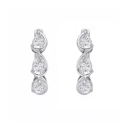 Lab Created 1 1/4 Cttw Lab-Grown Diamond Triple Pear-Shaped Huggie Hoop Earrings Sterling Silver and 14K Yellow Gold Plated Sterling by Belk & Co