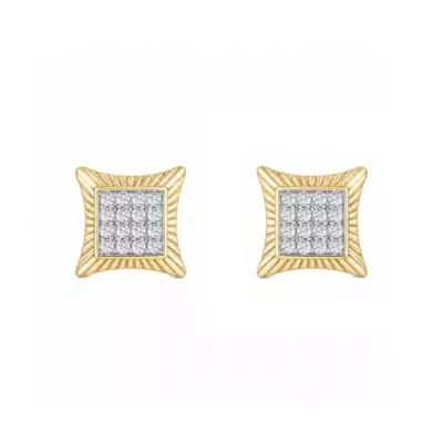 Lab Created 1/3 Cttw Lab-Grown Diamond Fluted Kite-Shaped Cluster Stud Earrings Sterling Silver and 14K Yellow Gold Plated Sterling Silver by Belk & Co