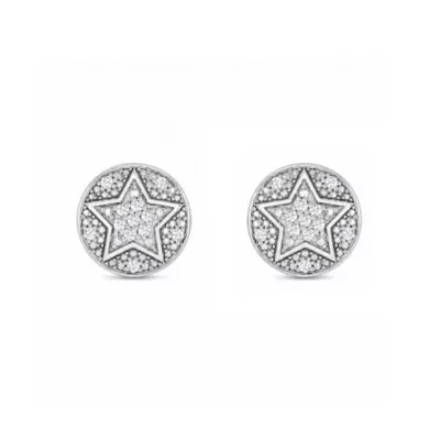 Lab Created 1/6 Cttw Lab-Grown Diamond Round Star-Motif Stud Earrings Sterling Silver and 14K Yellow Gold Plated Sterling Silver by Belk & Co