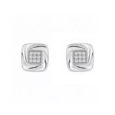 Lab Created 1/6 Cttw Lab-Grown Diamond Swirl-Framed Square Stud Earrings Sterling Silver and 14K Yellow Gold Plated Sterling Silver by Belk & Co