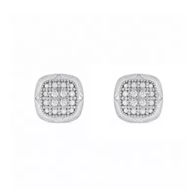 Lab Created Lab-Grown Diamond Accent Cushion-Shaped Pav Stud Earrings Sterling Silver and 14K Yellow Gold Plated Sterling Silver