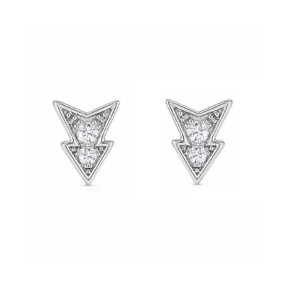 Lab Created Diamond Accent Double-Arrow Chevron Stud Earrings Sterling Silver and 14K Yellow Gold Plated Sterling Silver by Belk & Co