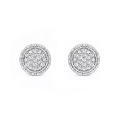 Lab Created 1/4 Cttw Lab-Grown Diamond Round Rope-Framed Cluster Stud Earrings Sterling Silver and 14K Yellow Gold Plated Sterling Silver