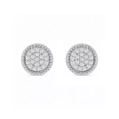 Lab Created 1/3 Cttw Lab-Grown Diamond Round Cluster Stud Earrings with Rope-Textured Halo Sterling Silver and 14K Yellow Gold Plated