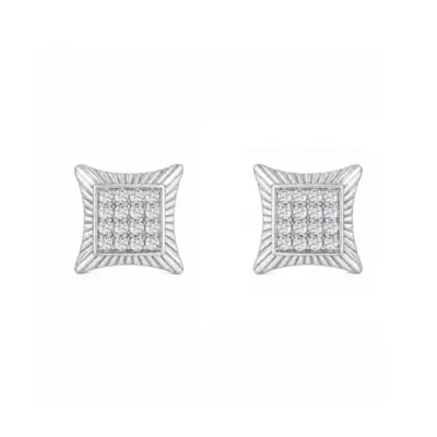 Lab Created 1/3 Cttw Lab-Grown Diamond Fluted Kite-Shaped Cluster Stud Earrings Sterling Silver and 14K Yellow Gold Plated Sterling Silver