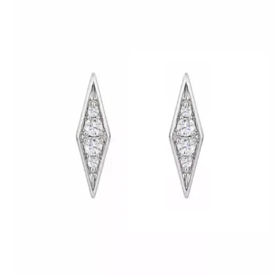Lab Created 1/10 Cttw Lab-Grown Diamond Elongated Kite-Shaped Pav Stud Earrings Sterling Silver and 14K Yellow Gold Plated Sterling by Belk & Co