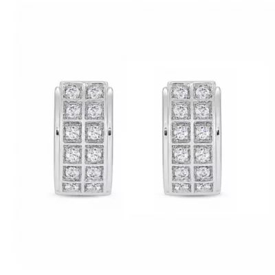 Lab Created 1/4 Cttw Lab-Grown Diamond Wide Pav Huggie Hoop Earrings Sterling Silver and 14K Yellow Gold Plated Sterling Silver