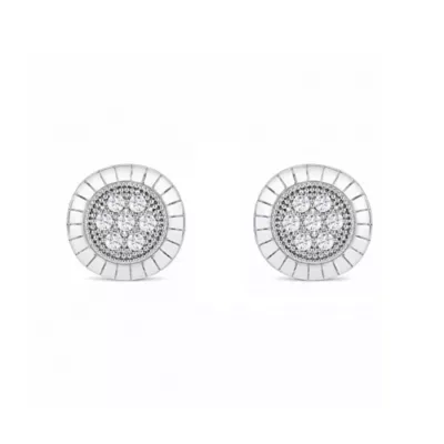 Lab Created 1/10 Cttw Lab-Grown Diamond Round Fluted Cluster Stud Earrings Sterling Silver and 14K Yellow Gold Plated Sterling Silver
