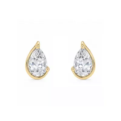 Lab Created 1 Cttw Lab-Grown Diamond Pear-Shaped Stud Earrings Sterling Silver and 14K Yellow Gold Plated Sterling Silver