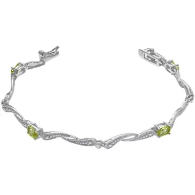 Lab Created Oval Gemstone Twist Bangle Bracelet in Sterling Silver, 7 In by Gemminded