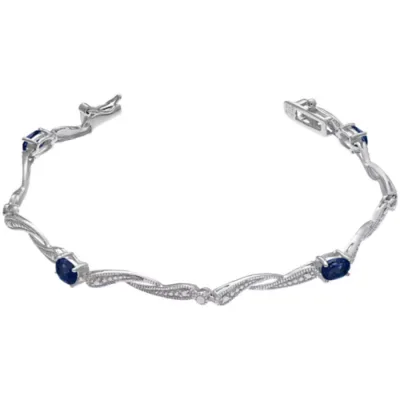 Lab Created Oval Gemstone Twist Bangle Bracelet in Sterling Silver, 7 In