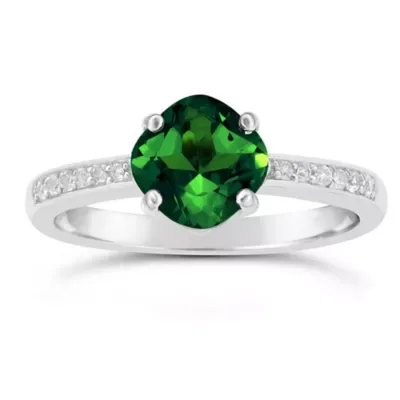 Lab Created Gemstone and White Topaz Ring in Sterling Silver by Gemminded