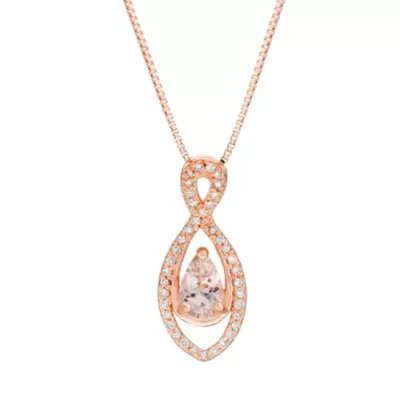 Pear-Shaped Morganite & Diamond Pendant Necklace in 10K Rose Gold, 18 In by Gemminded