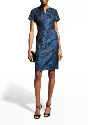 Jacquard Bow Sheath Dress