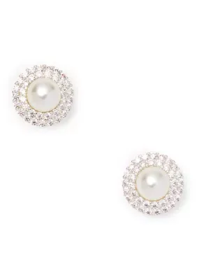 Desk to Dinner Pearl Crystal Stud Earrings by Evie & Emma