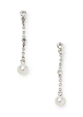 Perfect Crystal and Pearl Linear Earrings by Evie & Emma
