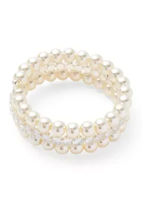 Crystal Pearl Coil Bracelet