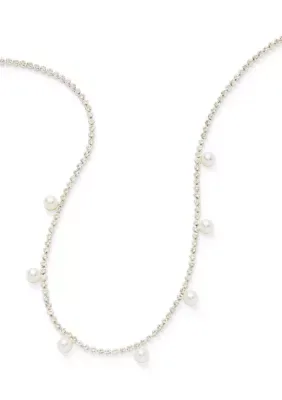 Pretty Girl Pearl Station Necklace 16 In by Evie & Emma