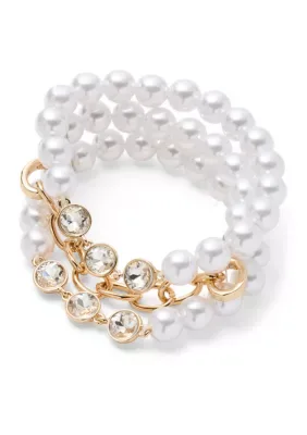 Pearl Station Stretch Bracelet Set