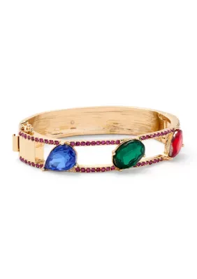 Colorful Mix Stone Hinge Bangle Bracelet by Crown & Ivy