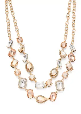 Cluster Mix Stone Layered Frontal Necklace, 18 In by Crown & Ivy
