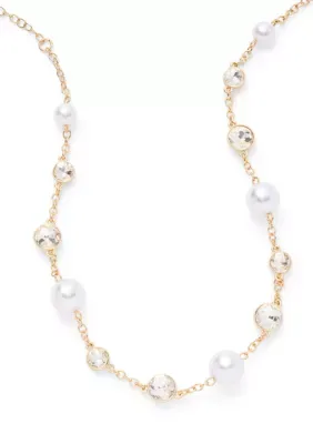 Pearl and Stone Collar Necklace, 16 In by Crown & Ivy