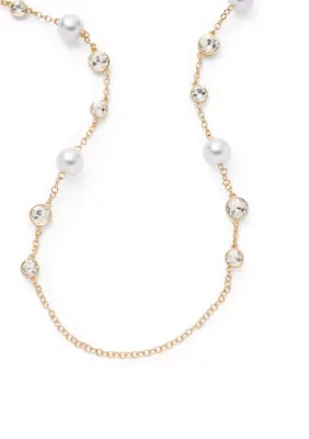 Crystal Pearl Long Station Necklace, 42 In by Crown & Ivy