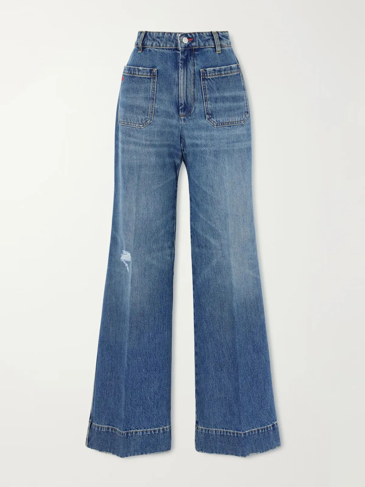 - Alina Distressed High-rise Wide-leg Jeans -