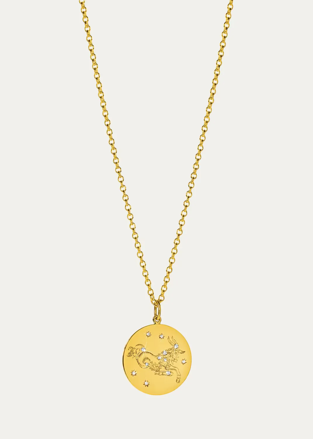 18K Yellow Gold Diamond Zodiac Necklace, Capricorn