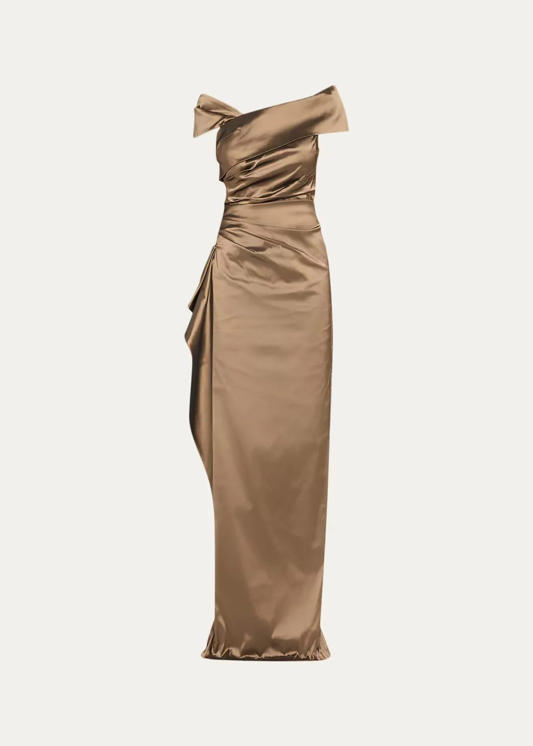 Off-Shoulder Stretch Taffeta Column Gown