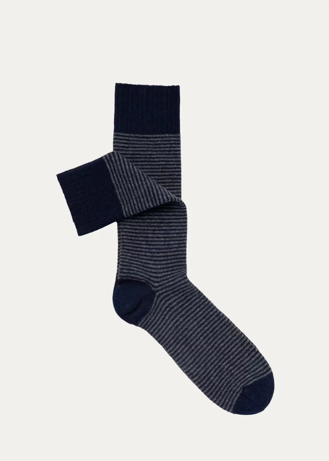 Cashmere Blend Micro-Stripe Crew Socks