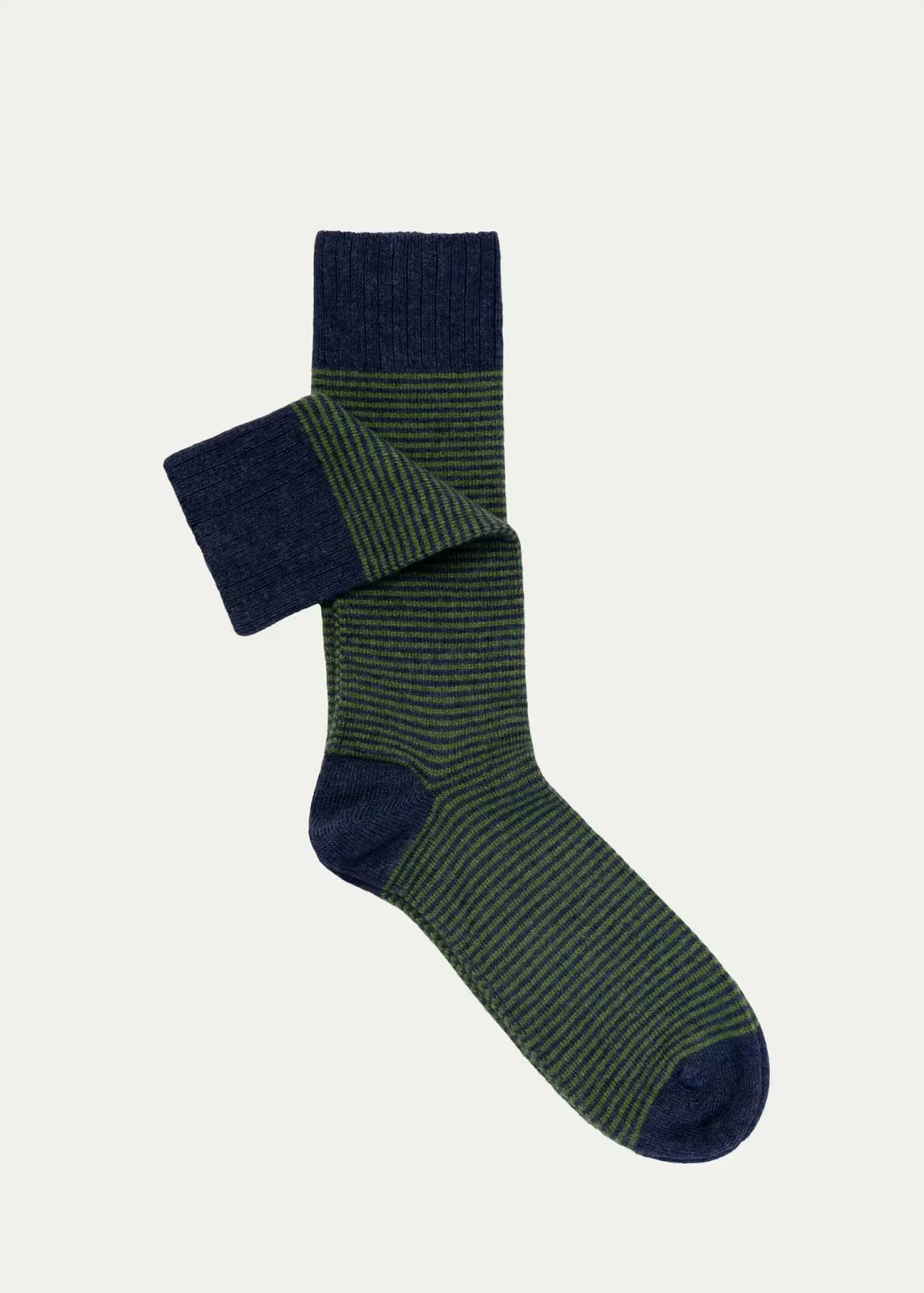 Cashmere Blend Micro-Stripe Crew Socks
