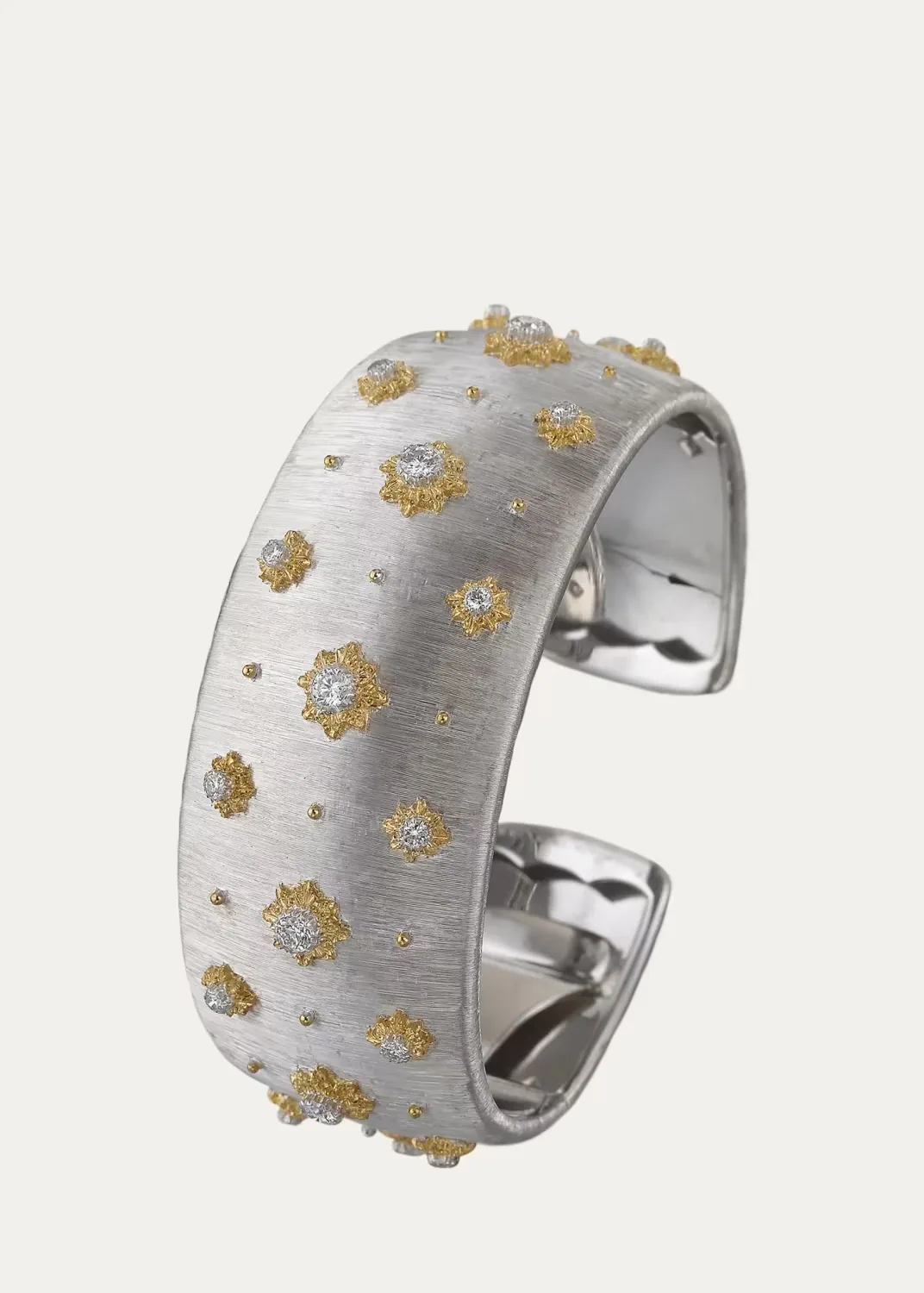 Macri 18K White and Yellow Gold Cuff Bracelet with Diamonds by Buccellati