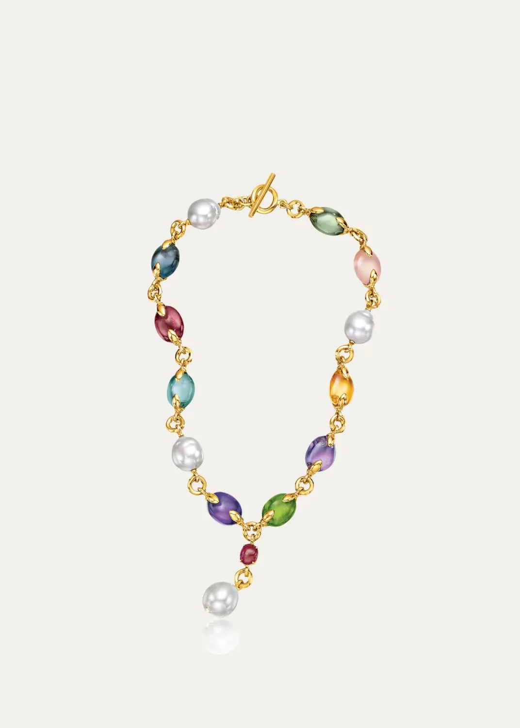 18K Yellow Gold Fulco Y-Necklace with Pearls and Gems by Verdura