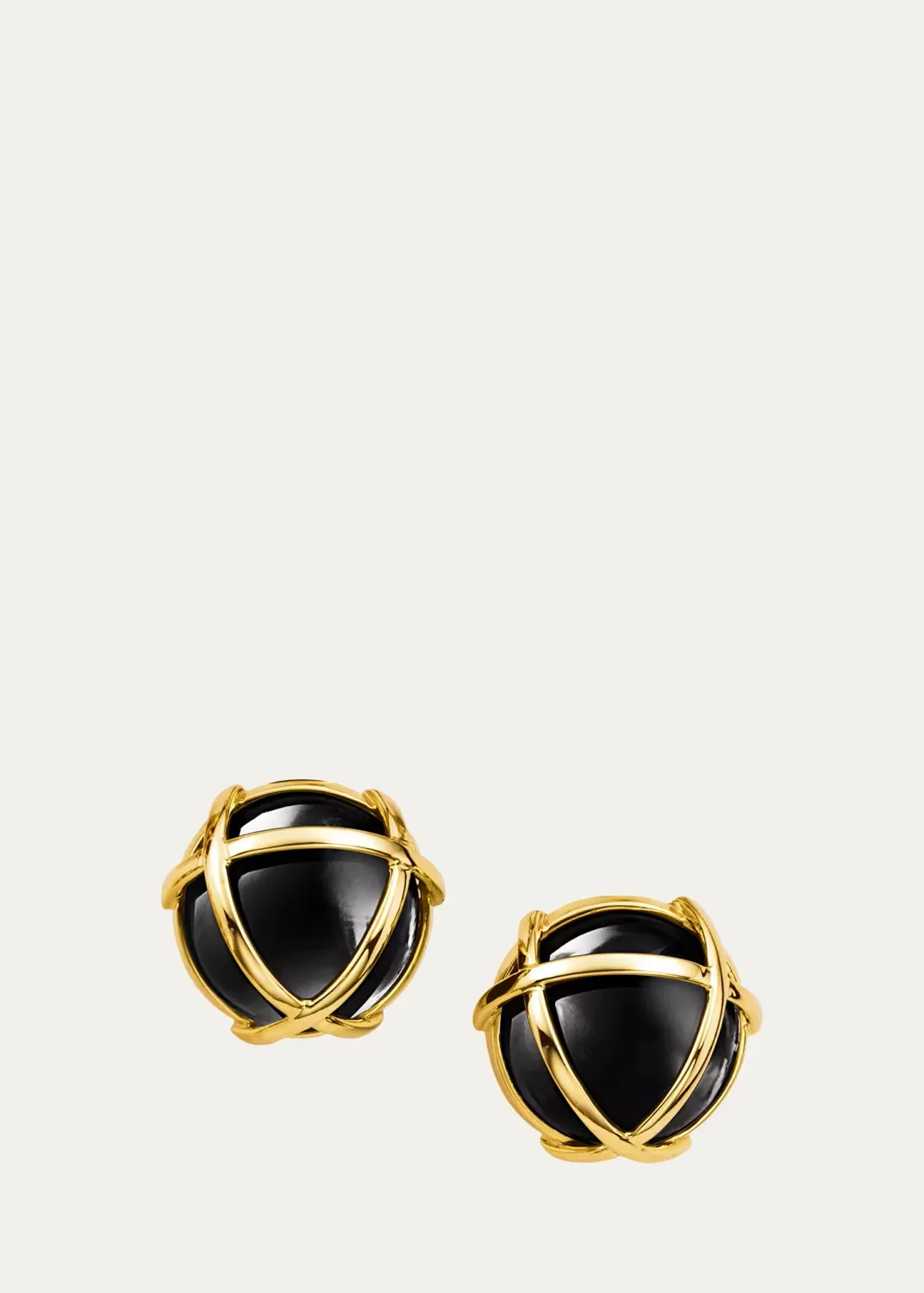 18K Yellow Gold Black Jade Caged Earrings by Verdura