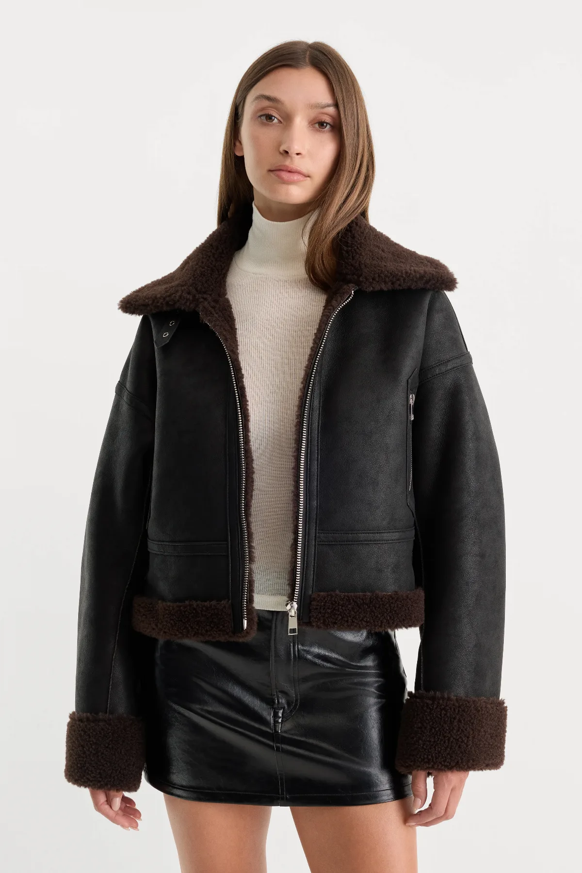The Faux Shearling Aviator Jacket by Khloé Kardashian